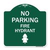 Signmission No Parking Fire Hydrant W/ Graphic, Green & White Aluminum Sign, 18" x 18", GW-1818-23742 A-DES-GW-1818-23742